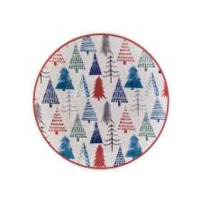 Kit 10 Pratos de Sobremesa Natal Pinheiro Oxford Cerâmica 19cm