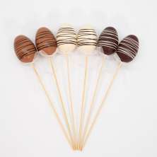 Kit 12 Ovos de Páscoa Enfeite Decorativo Chocolate com Haste