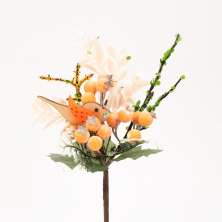 Kit 12 Ramos Artificiais Decoração de Páscoa Frutas e Passarinho 23cm