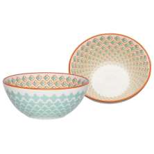 Kit 12 Tigelas Bowl Mosaico Verde Oxford® Cerâmica 600ml