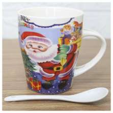 Kit 2 Canecas De Natal Natalina Com Colher Papai Noel Cerâmica 300ml