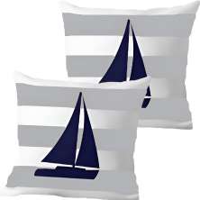 Kit 2 Capas De Almofadas Barco À Vela Navegação Marítima