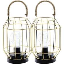 Kit 2 Luminária Vintage Dourada Decoração Industrial De 27cm