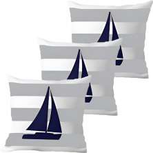 Kit 3 Capas De Almofadas Barco À Vela Navegação Marítima