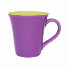 Kit 4 Canecas Tulipa Bicolor Verde e Violeta Oxford® Cerâmica 330ml