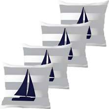 Kit 4 Capas De Almofadas Barco À Vela Navegação Marítima