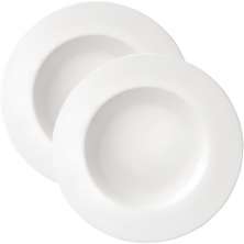 Kit Jogo Prato Fundo Sopa 8 Pessoas 8pçs Aba Larga De 23cm