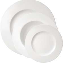 Kit Jogo Pratos Raso Fundo 12 Pessoas 24Pçs Aba Larga Branco