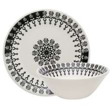Kit Tigelas Bowl e Pratos de Sobremesa 16 Peças Donna Folk Oxford® Cerâmica