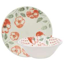 Kit Tigelas Bowl e Pratos de Sobremesa 24 Peças Donna Holambra Oxford® Cerâmica