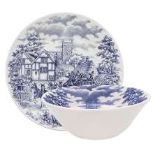 Kit Tigelas Bowl e Pratos de Sobremesa 8 Peças Biona Cena Inglesa Oxford® Cerâmica