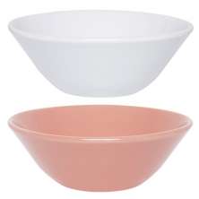 Kit Tigelas Conic Branco e Rosa 16 Peças Oxford® Cerâmica 500Ml