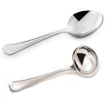 Kit com 01 Colher de Arroz e 01 Concha em Inox Reforçado Mesa Cozinha 