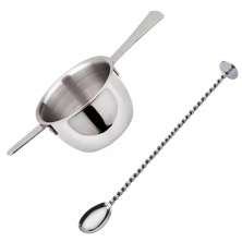 Kit com Colher Bailarina e Dosador de Bebidas Inox 