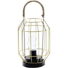 Luminária Vintage Dourada Decoração Industrial Luz LED 27cm