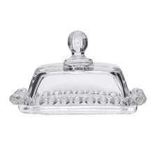Manteigueira de Vidro Cristal com Tampa Mesa Posta 14cm 