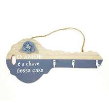 Porta Chaves Parede Criativo em Forma de Chave MDF O Amor é a Chave Dessa Casa
