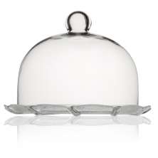 Queijeira com Tampa e Base em Vidro Transparente 20cm Diamentro 