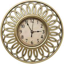 Relógio De Parede Redondo Vazado Dourado Decoração 3D 25cm