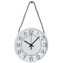 Relógio Parede Moderno Redondo Serrano Branco Com Corda 30cm