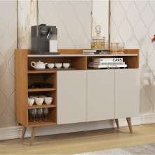 Aparador Buffet 3 Portas Com Nicho Retrô Celta - Nature/Off White - Lojas RPM