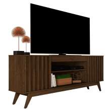 Rack Bancada Ripado TV 32 40 42 43 47 48 50 55 60 Polegadas Prateleira Pés Retrô Sala Malibu – Cedro- RPM