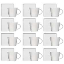 Conjunto 12 Xícaras Café Chá Porcelana Branca 185ml Píres Quadrado Americana Germer