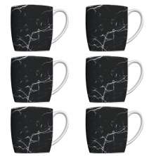 Conjunto 6 Canecas Para Café Jogo Xícaras de Porcelana Preto