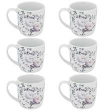 Conjunto 6 Xícaras Grande Porcelana de Chá Café Florida 360ml Branca Germer Garden Urban