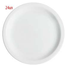 Conjunto de 24 Pratos Rasos de Porcelana Classe Única Iguaçu Germer 25cm Branco