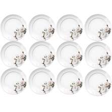 Jogo 12 Pratos Porcelana Rasos Redondos 27cm Garden Estampa