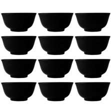 Jogo 12 Tigelas Porcelana Pequenas 240ml Oriental Sopa Missô Sunomono Preta 11cm Germer