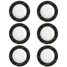 Jogo 6 Pratos Germer Fundos Preto e Branco 23cm Nero Porcela