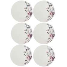 Jogo 6 Pratos Rasos de Porcelana Germer Branco Garden com Es