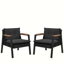 Kit 2 Poltrona Fortaleza Veludo Preto Base em Metal Preto