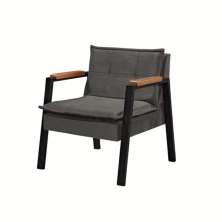 Poltrona Fortaleza Veludo Cinza Base em Metal Preto