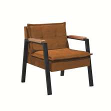 Poltrona Fortaleza Veludo Terracota Base em Metal Preto