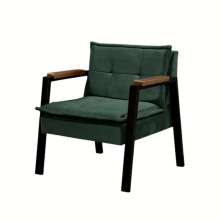 Poltrona Fortaleza Veludo Verde Base em Metal Preto
