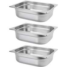 3 Cubas Gastronômicas Inox 6,41L 1/2 Restaurante Buffet Rechaud Gourmet Mix