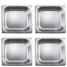 Kit 4 Cubas Gastronômica Inox 2/3 100mm Restaurante 8,86l Buffet 32,4x35,4cm