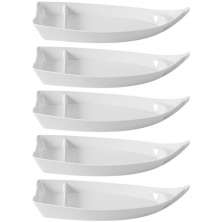 Kit 6 Barcas para Sushi Sashimi Melamina Branca Comida Japonesa Gourmet Mix