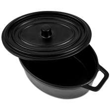 Tigela Oval com Tampa Elite Preta 260 ml