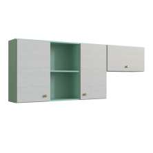 Armário Aéreo Atena com Nicho 3 Portas Verde Bellagio e Snow