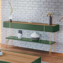 Aparador Decorativo Rennes MDP/MDF Pés de Aço Verde Pistache/Freijó G26 - Gran Belo