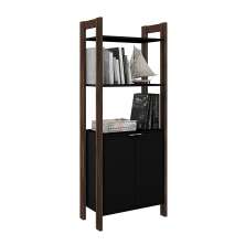 Armário Alto para Escritório Home Office AZ1009 MDP Preto/Nogal G69 - Gran Belo