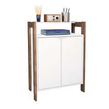 Armário Mesa baixa para Escritório Home Office AZ1008 MDP Branco/Nogal G69 - Gran Belo
