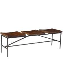 Banco Decorativo para Varanda Cozinha 3 Lugares Dresden 140cm Grafite Madeira Maciça Rustic Brown - Gran Belo