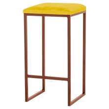 Banqueta Decorativa Billie Base Bronze Suede Amarelo G41 - Gran Belo