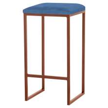 Banqueta Decorativa Billie Base Bronze Suede Azul Marinho G41 - Gran Belo