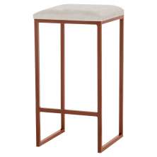 Banqueta Decorativa Billie Base Bronze Suede Bege G41 - Gran Belo